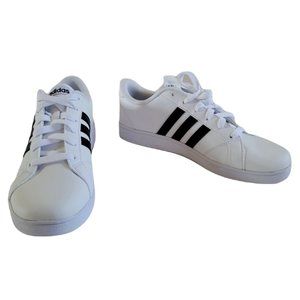Adidas NEO Baseline K White Shoes with Black Stripes Youth Size 6.5